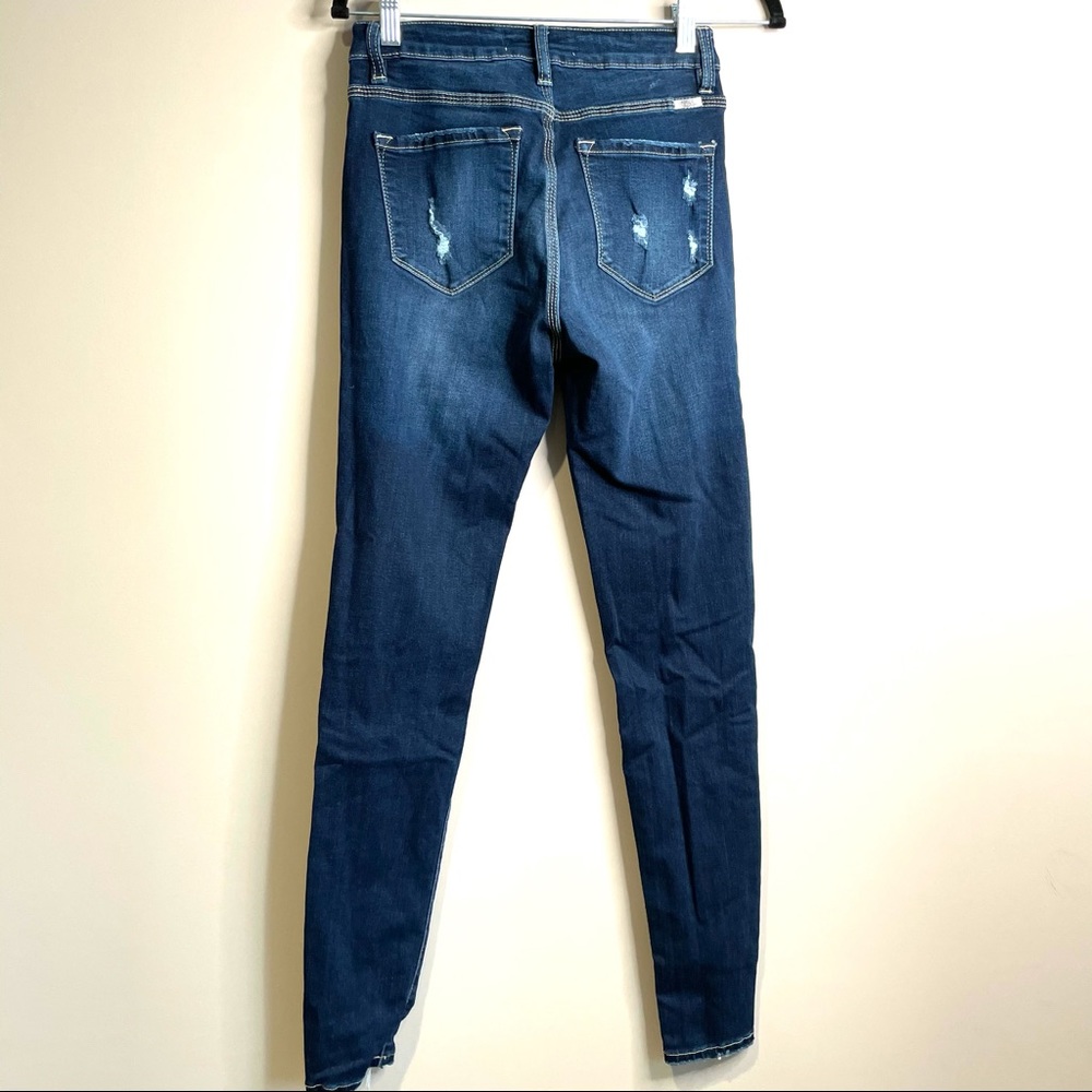 KanCan Women's Skinny Distressed Blue Jeans - Picture 5 of 8